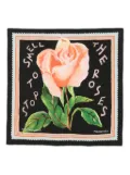 Nanushka rose-print silk scarf - Black