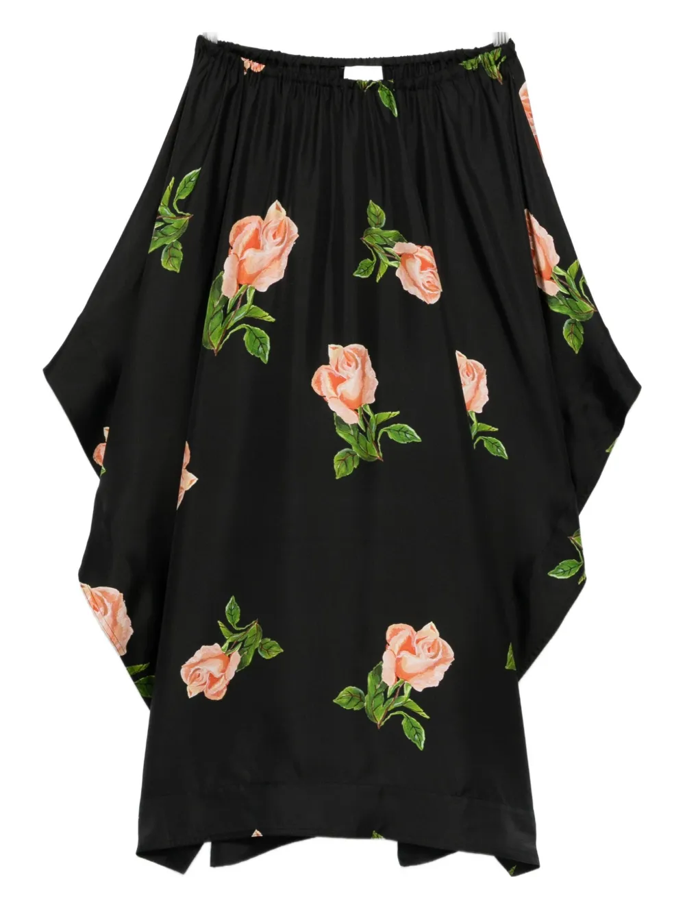 Nanushka Gonna drappeggiata con stampa rose - Nero