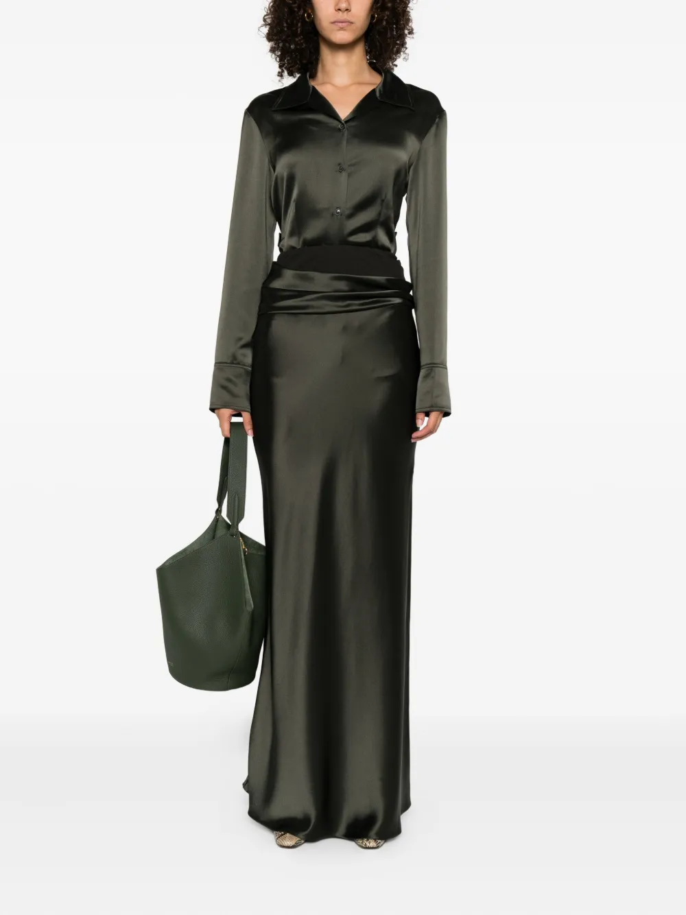 Nanushka Letto maxi-rok met gedrapeerd detail Groen