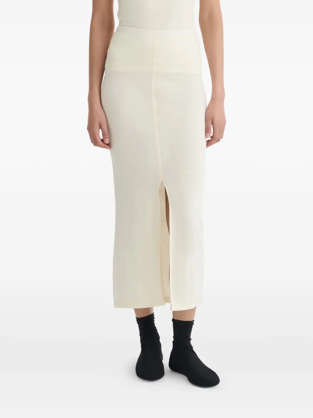 Nanushka Rafa Front-slit Midi Skirt In Neutral