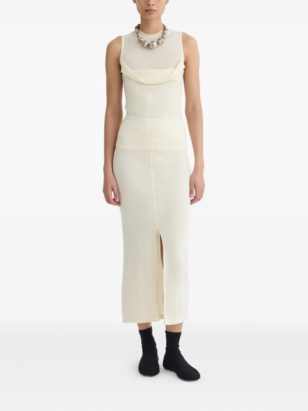 Nanushka Rafa front-slit midi skirt - Beige