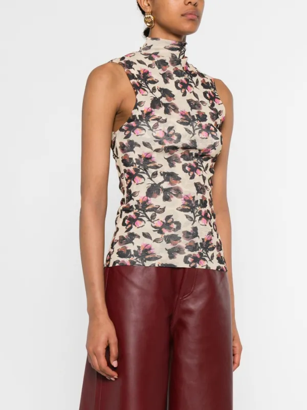 nnk❁ Nanushka floral-print Turtleneck Top | Neutrals | FARFETCH CA