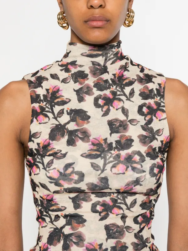nnk❁ Nanushka floral-print Turtleneck Top | Neutrals | FARFETCH CA