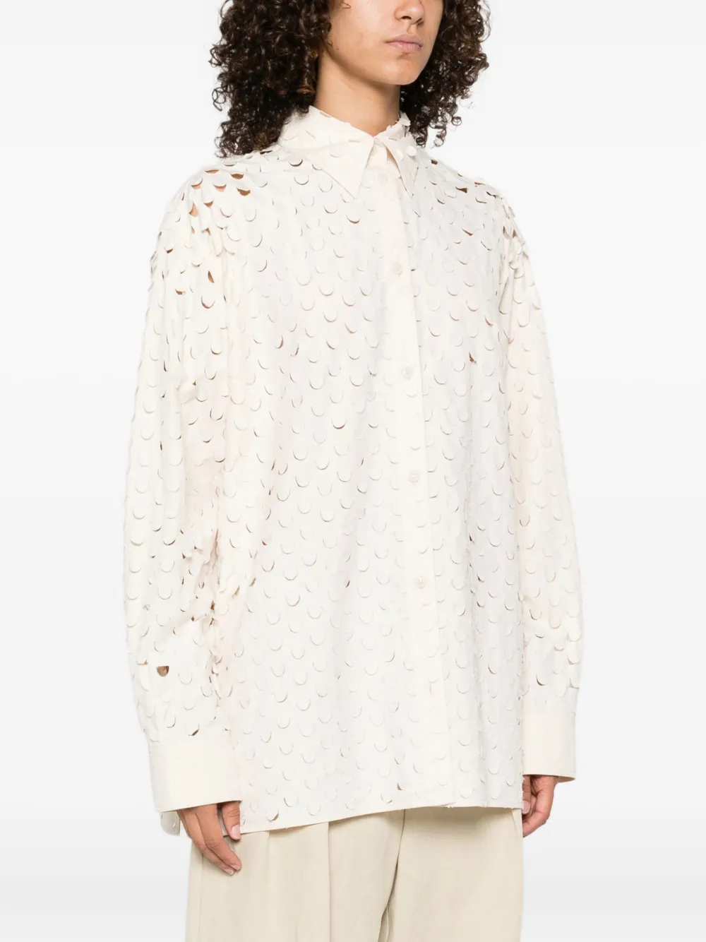 Nanushka cut-out collared shirt Beige
