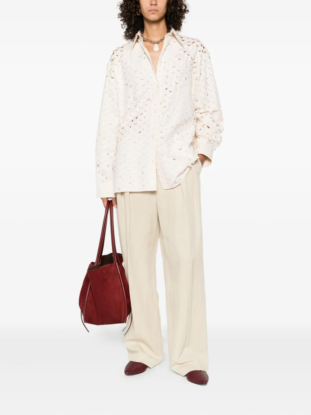 Nanushka cut-out collared shirt Beige