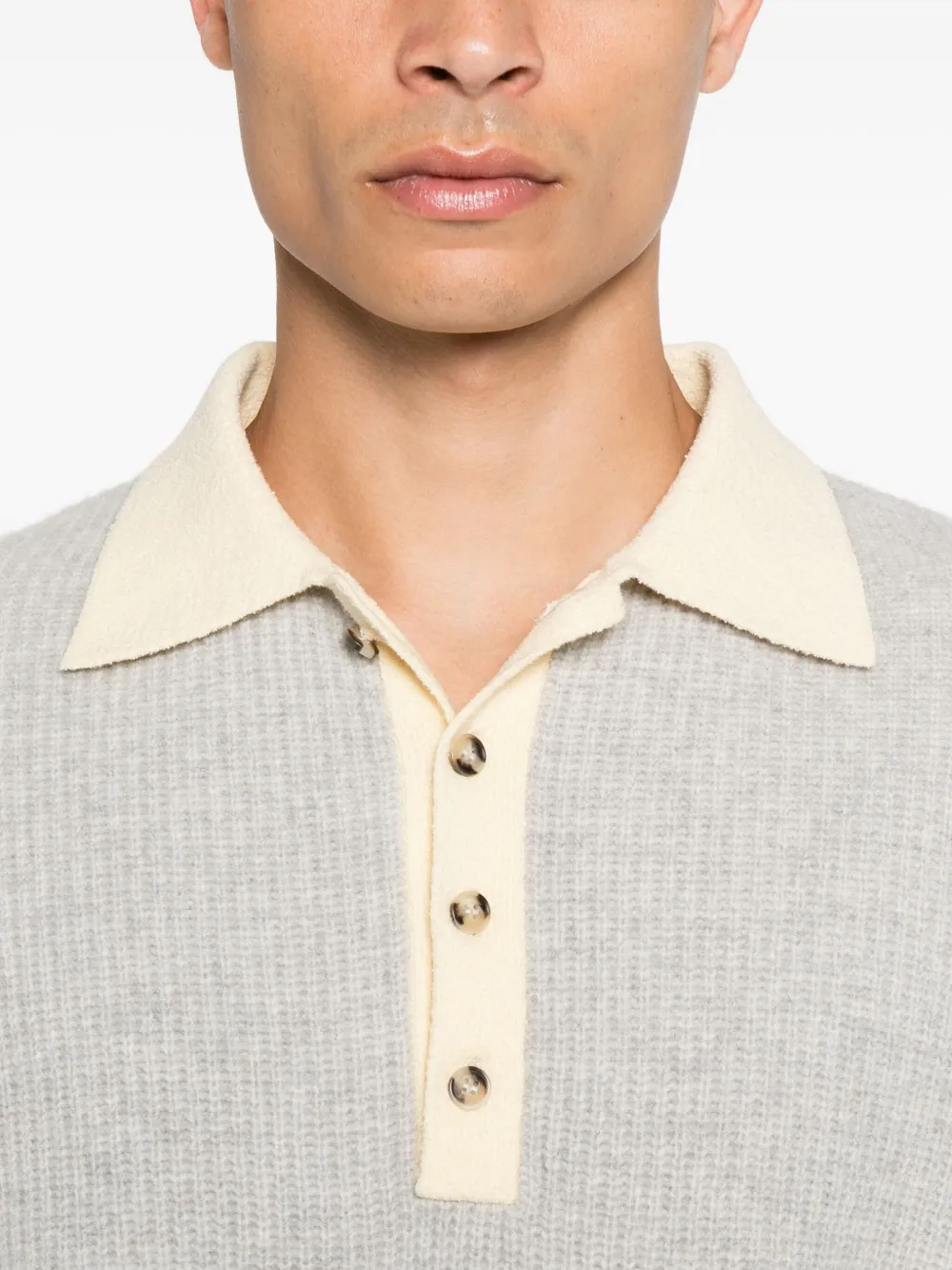 Nanushka Ribbed Polo Sweater In Gray