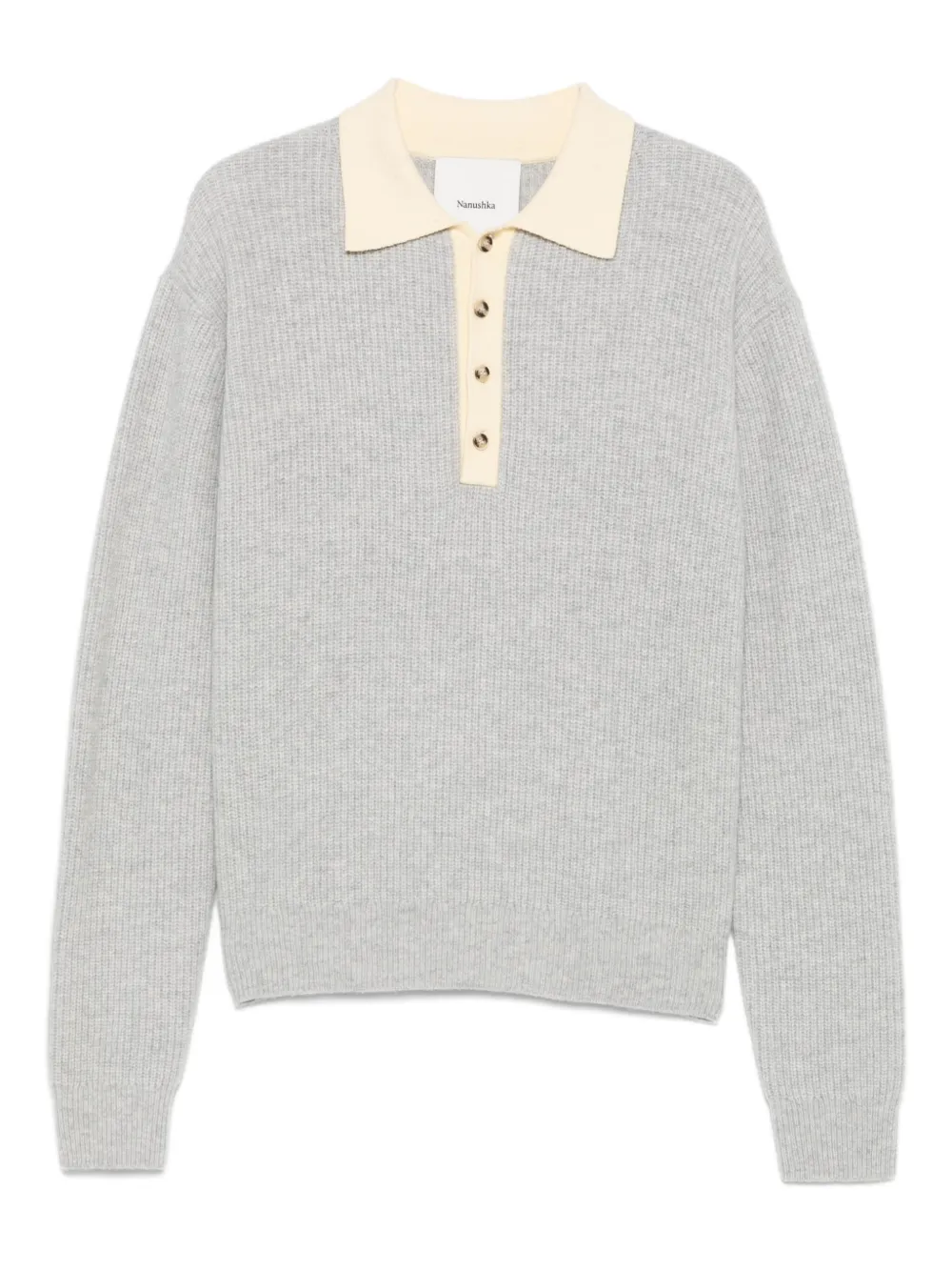 Nanushka Ribbed Polo Sweater In Gray