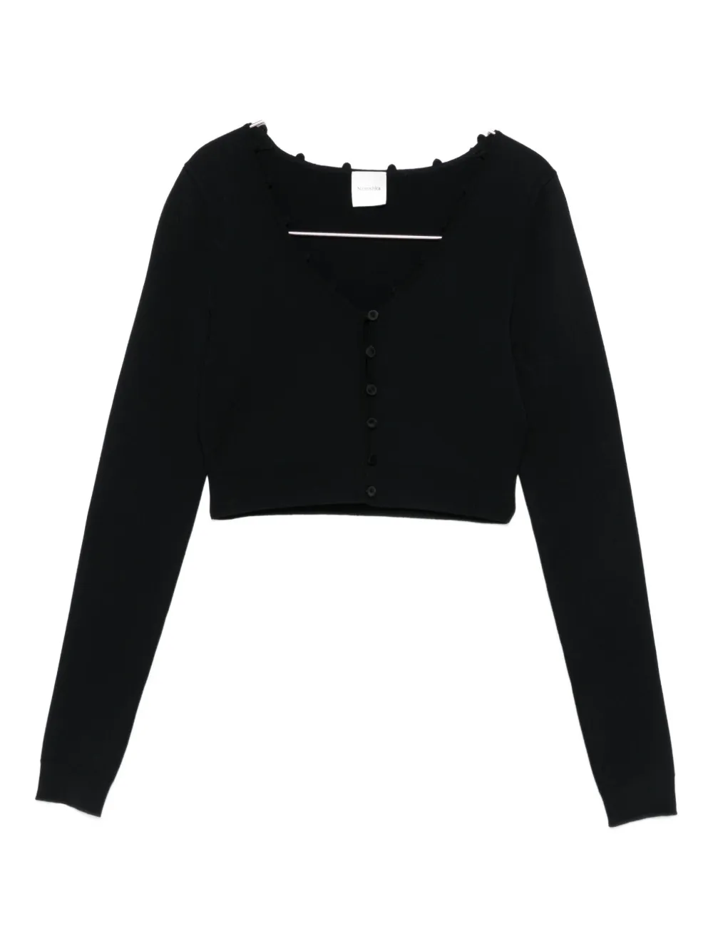 Nanushka Button-front Ruffled Cardigan In Black