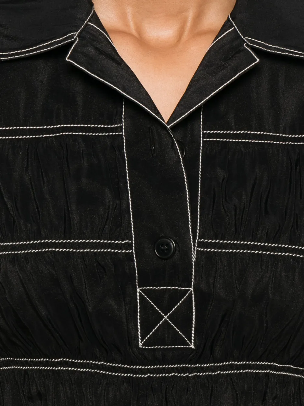 Nanushka Blouse met gesmockt detail Zwart