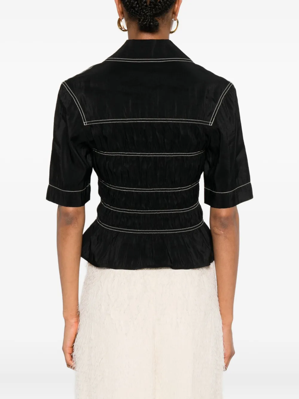 Nanushka Blouse met gesmockt detail Zwart