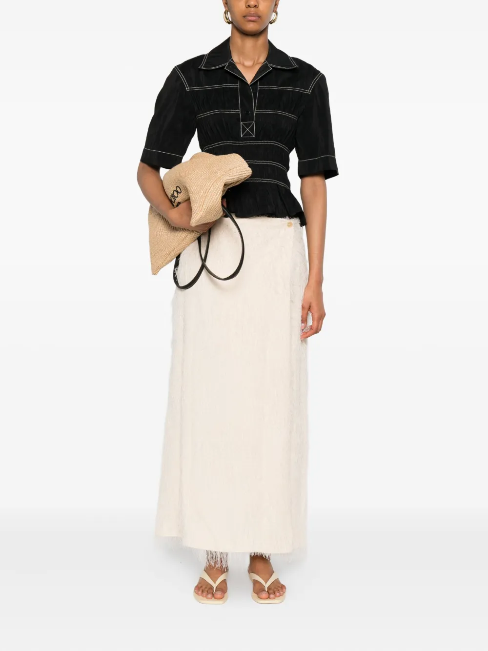 Nanushka Blouse met gesmockt detail Zwart