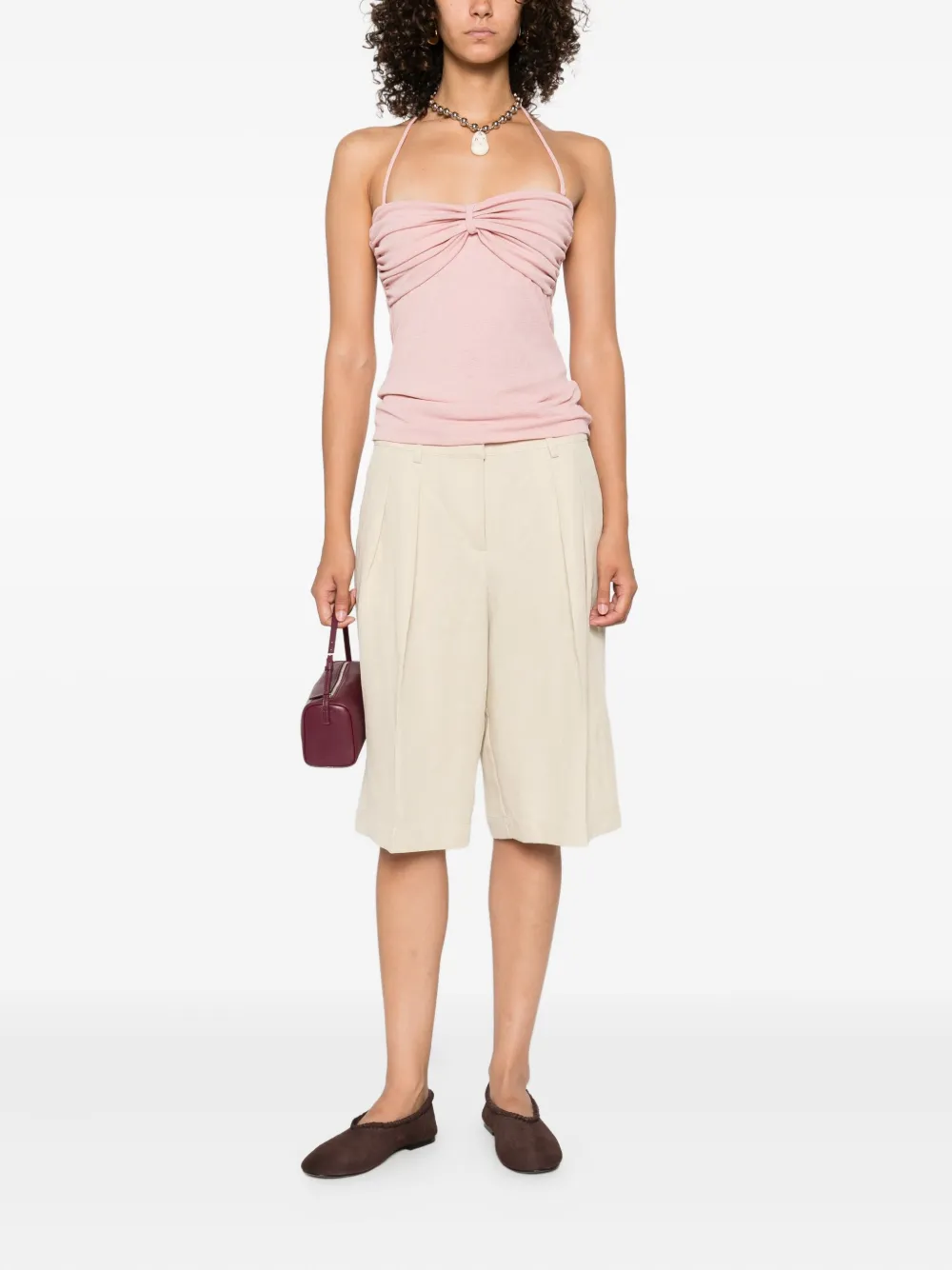Nanushka draped-detail top Roze