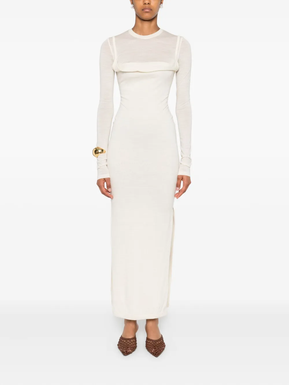 Nanushka Maxi-jurk met ronde hals Beige