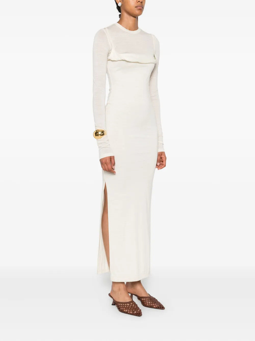 Nanushka Maxi-jurk met ronde hals Beige