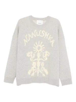 Acne Studios ハートプリント チャンキーニット セーター | ピンク