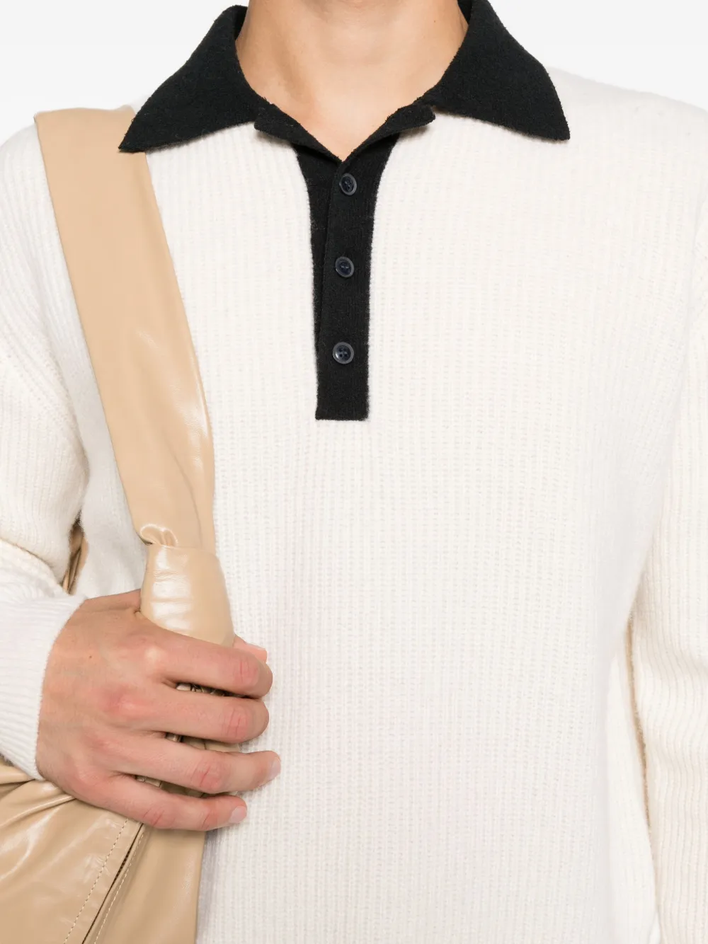Nanushka Ribbed Polo-neck Sweater In White