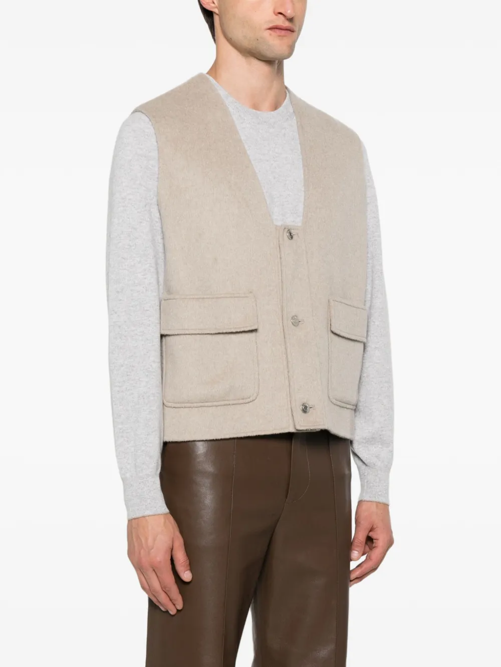 Nanushka Flap-pockets Cropped Gilet In Neutral