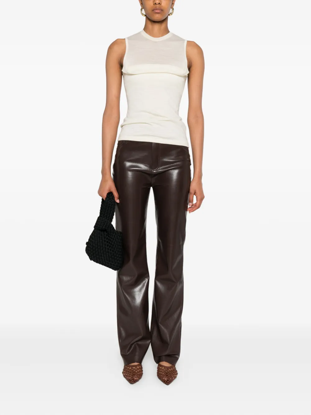 Nanushka Five-pocket Leather Trousers In Brown