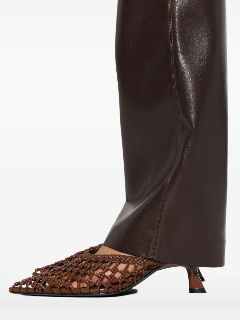 Nanushka Five-pocket Leather Trousers In Brown