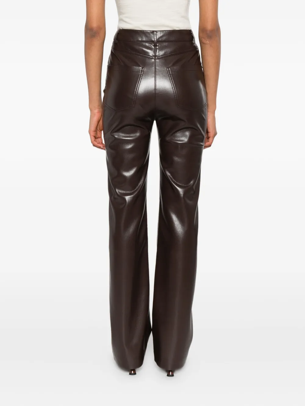 Nanushka Five-pocket Leather Trousers In Brown