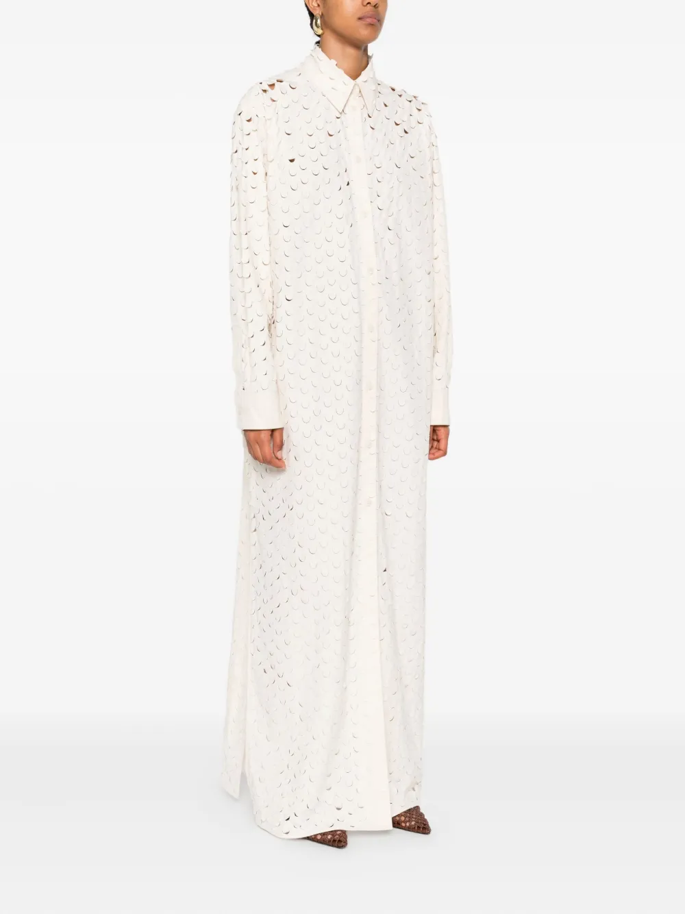 Nanushka Geperforeerde jurk met knopen Beige