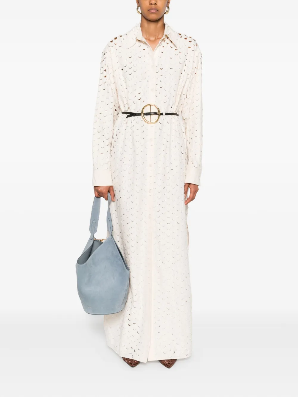 Nanushka Geperforeerde jurk met knopen Beige