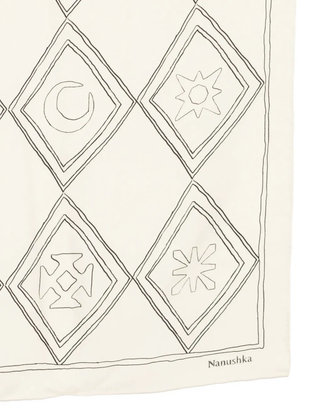 Nanushka argyle-pattern silk scarf Beige