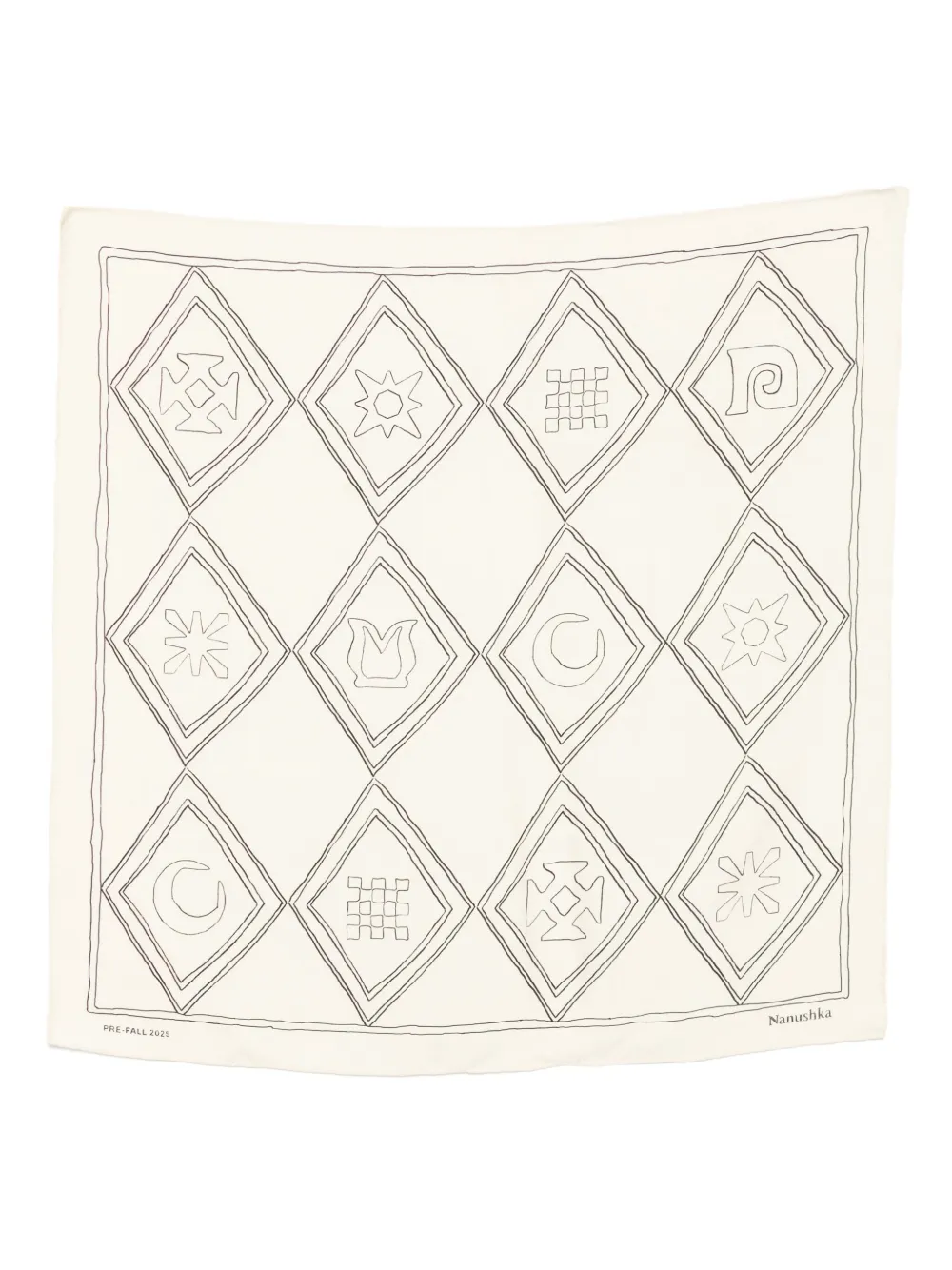 Nanushka argyle-pattern silk scarf Beige
