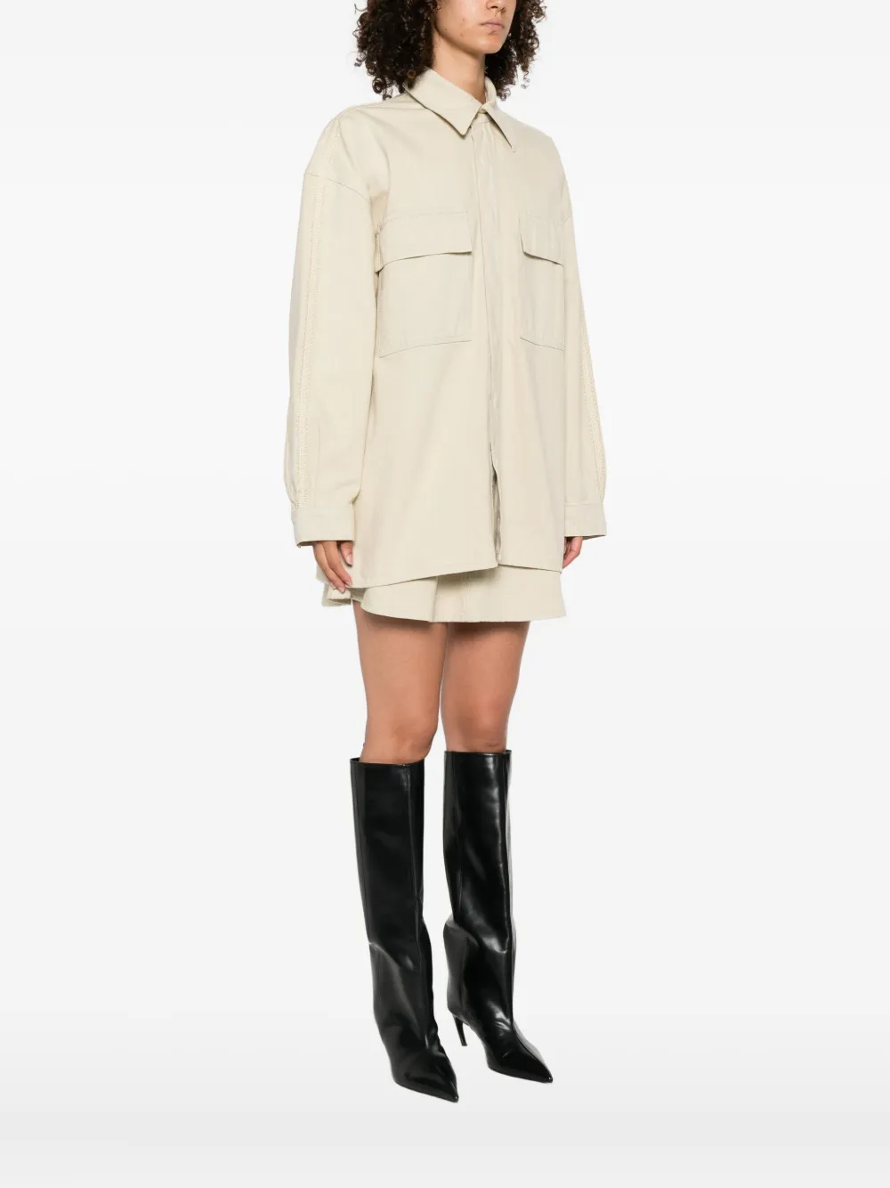 Nanushka Shirtjack met klepzak Beige