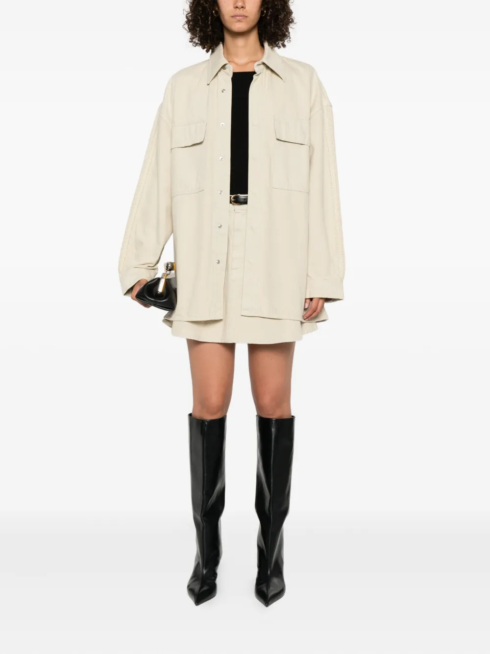 Nanushka Shirtjack met klepzak Beige