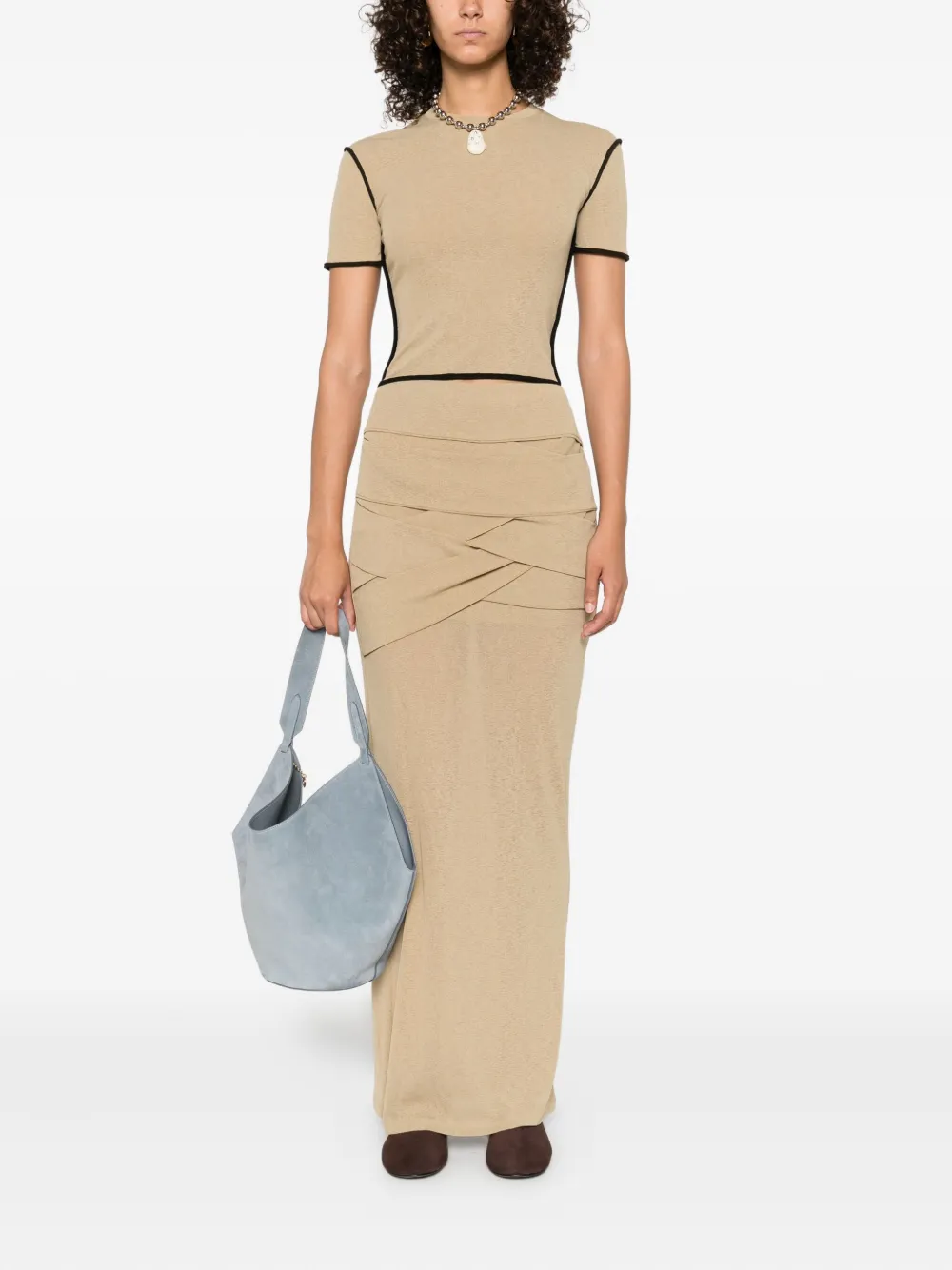 Nanushka Draped-panel Maxi Skirt In Brown