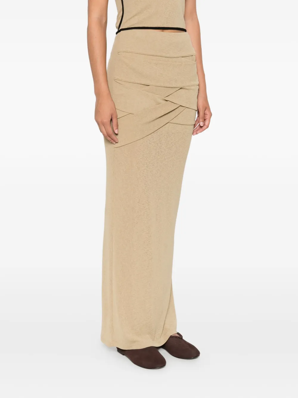 Nanushka Draped-panel Maxi Skirt In Brown