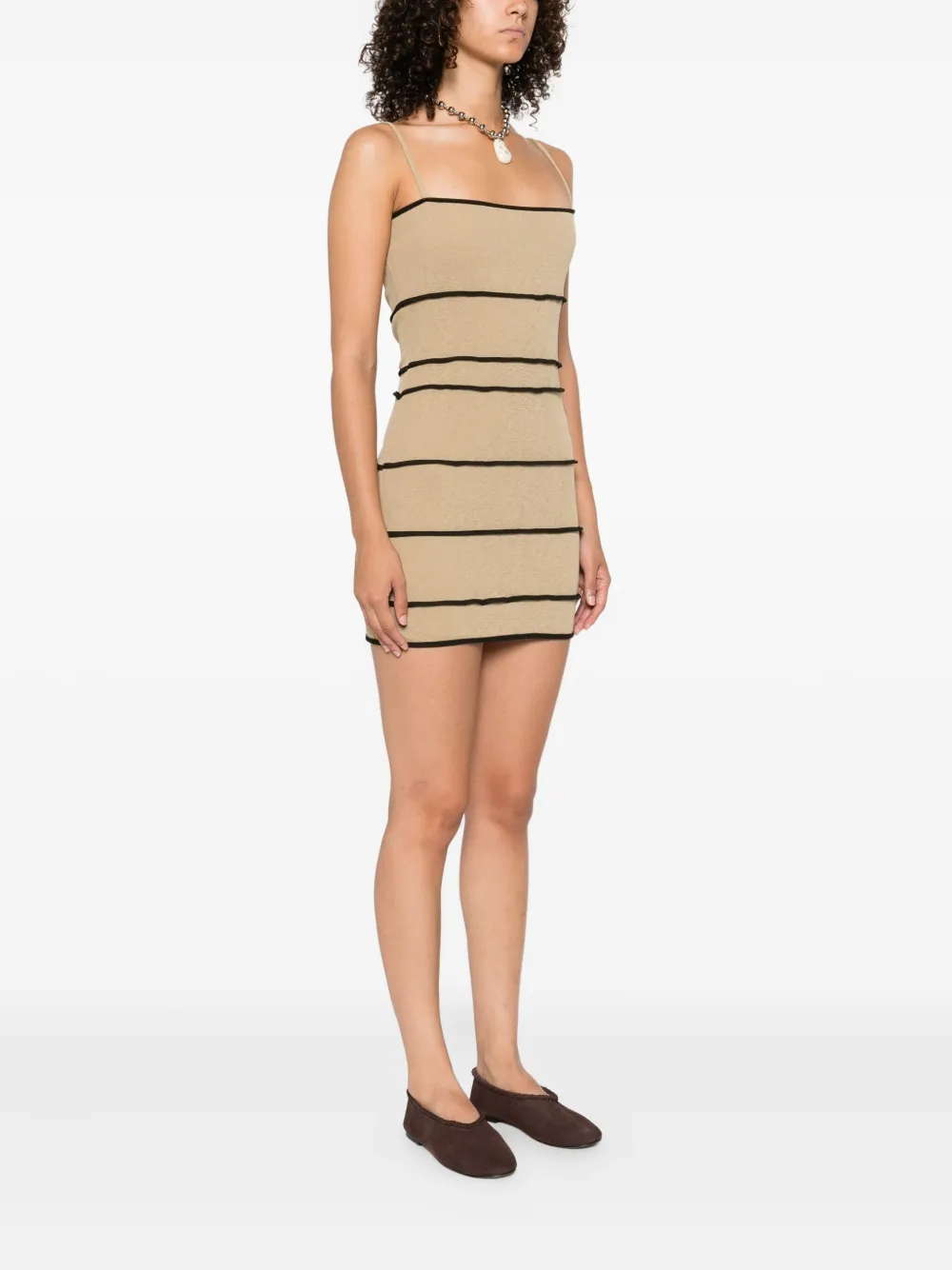 Nanushka tube-dress striped mini dress Beige