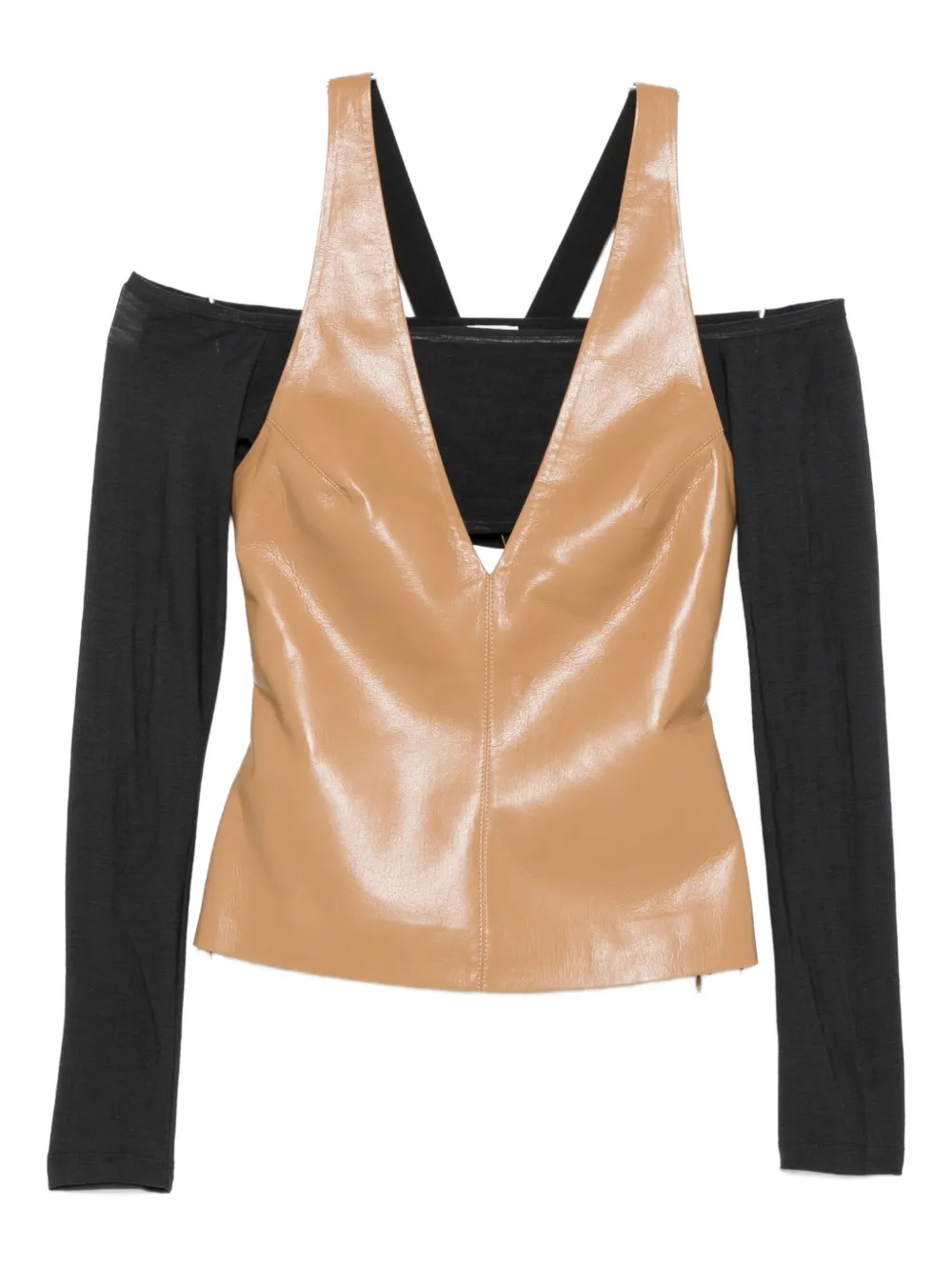 Nanushka Ferr halterneck leather top Beige