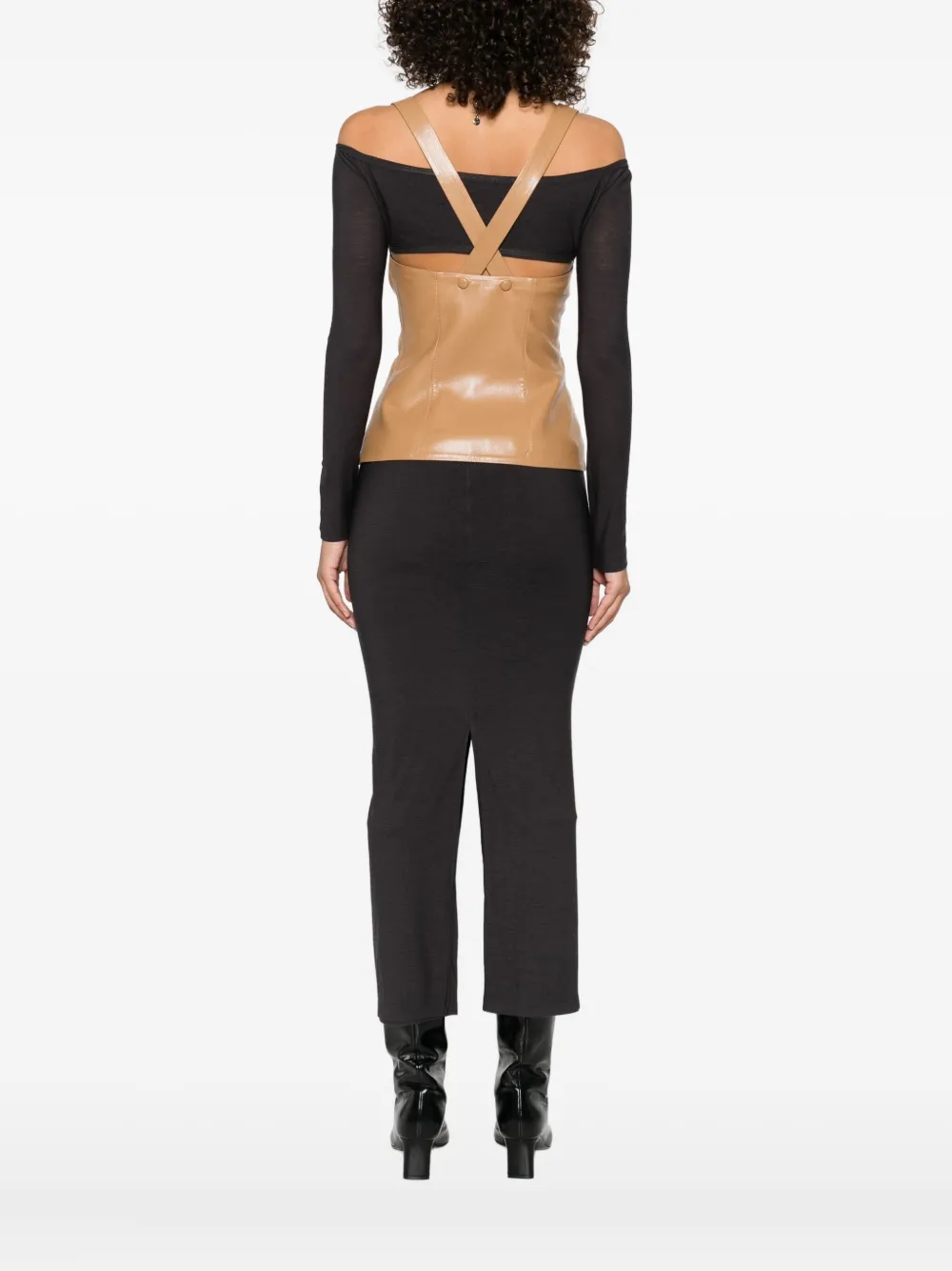 Nanushka Ferr halterneck leather top Beige