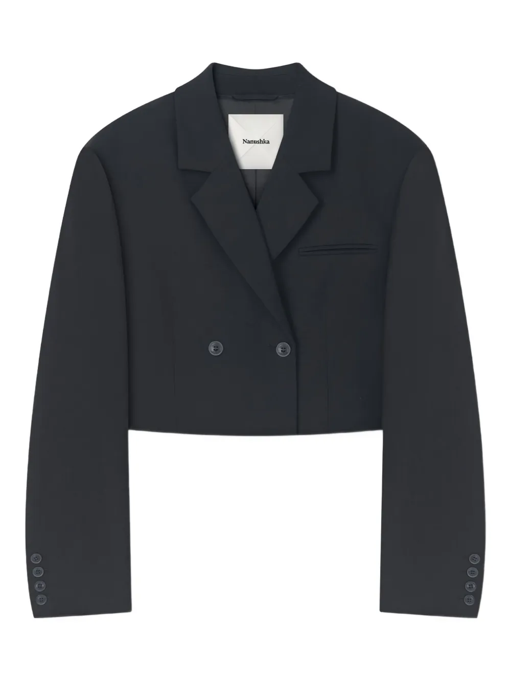 Nanushka Rony Double-breasted Cropped Blazer In Black