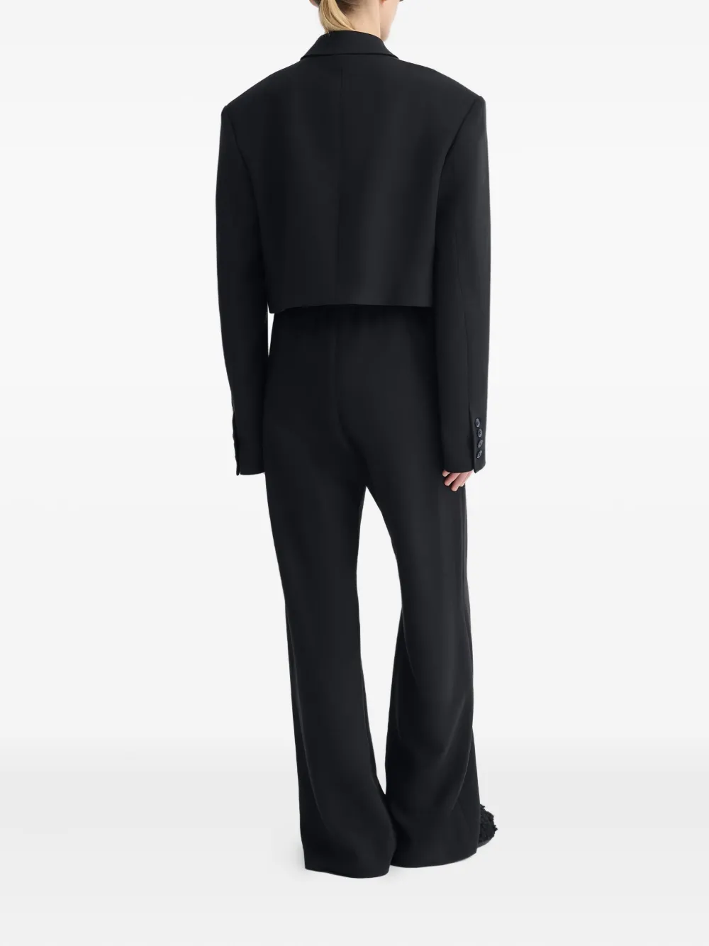 Nanushka Rony Double-breasted Cropped Blazer In Black