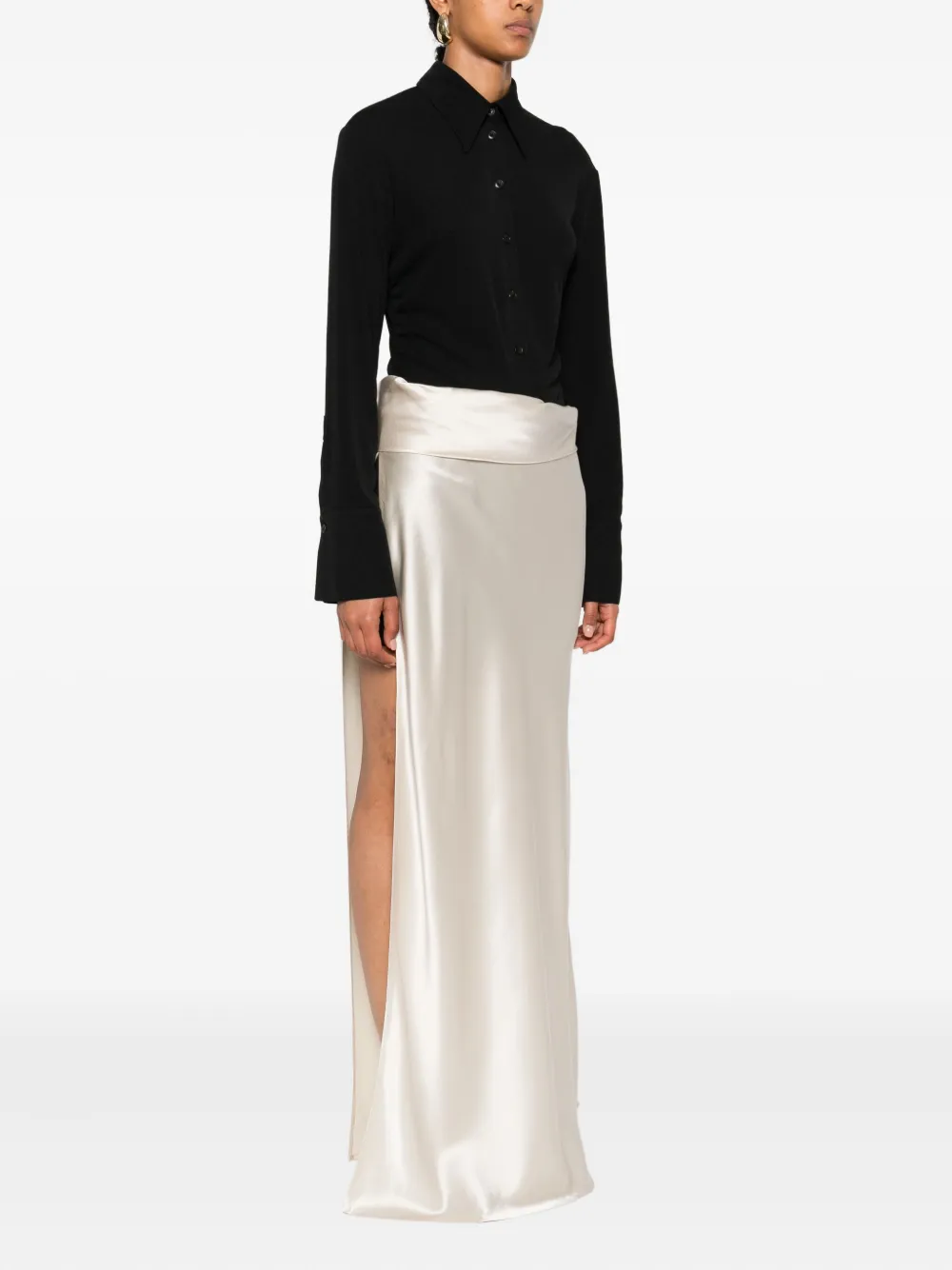Nanushka Maxi-jurk met satijnen detail Beige