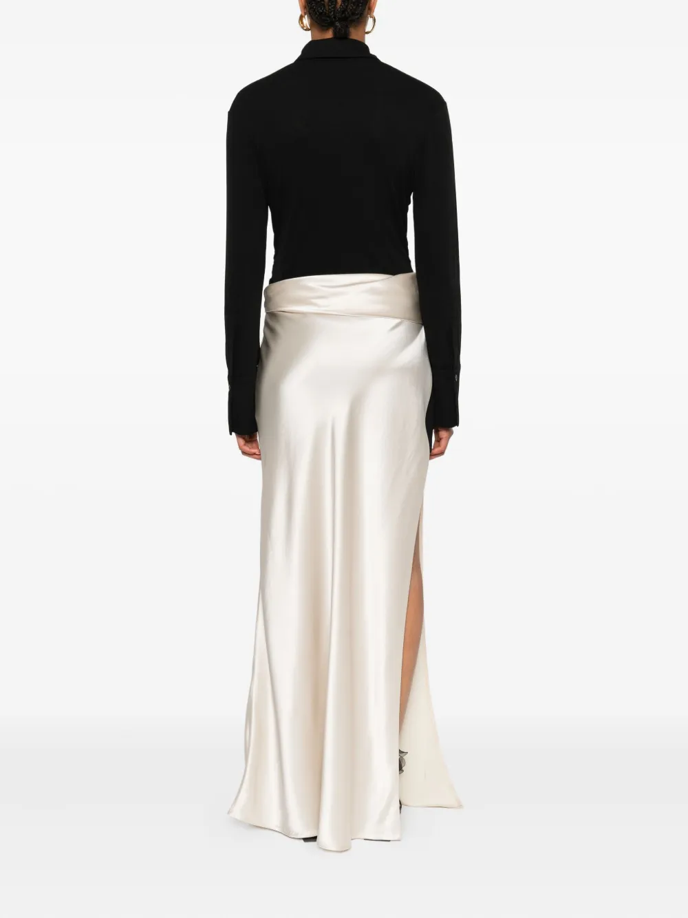 Nanushka Maxi-jurk met satijnen detail Beige