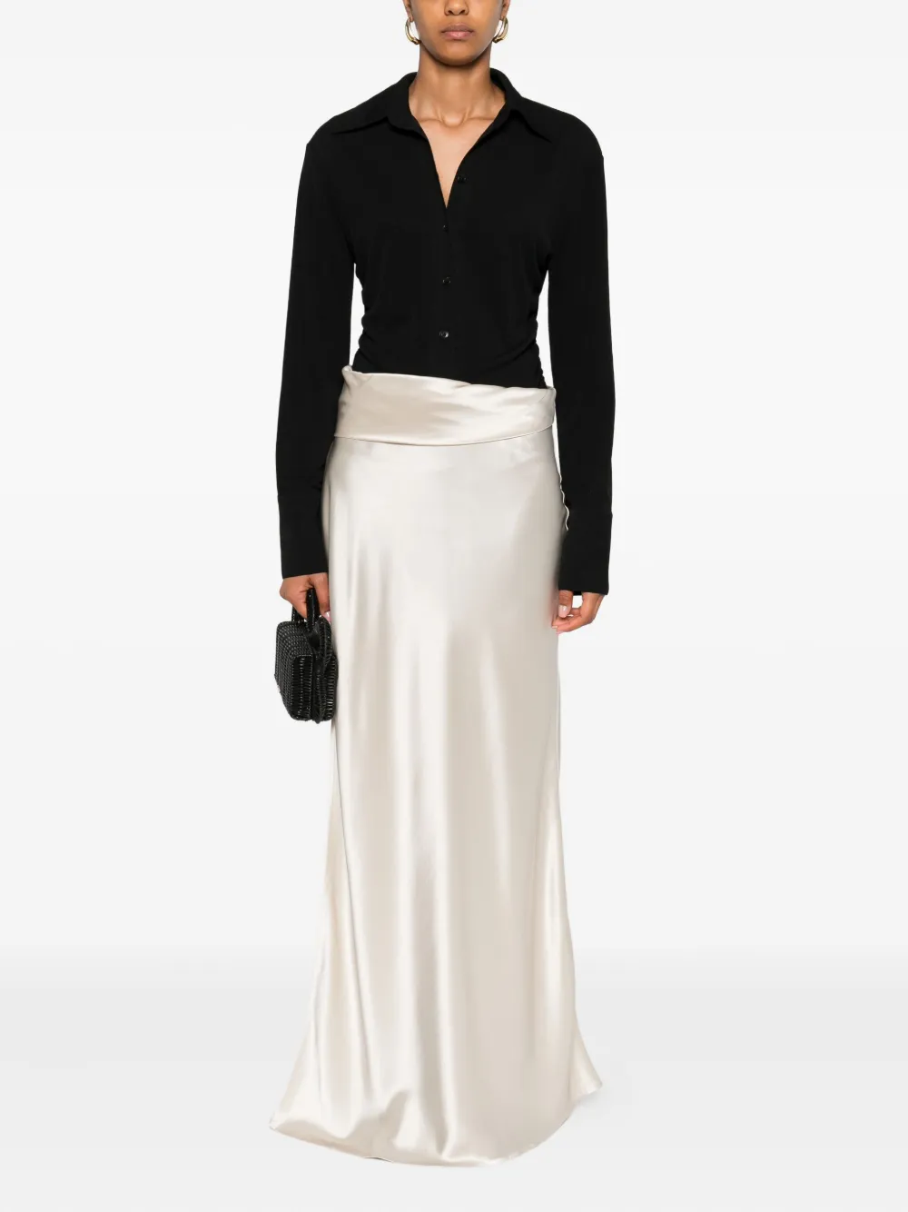 Nanushka Maxi-jurk met satijnen detail Beige