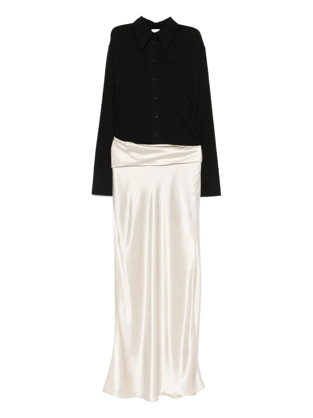 Nanushka Maxi-jurk met satijnen detail Beige