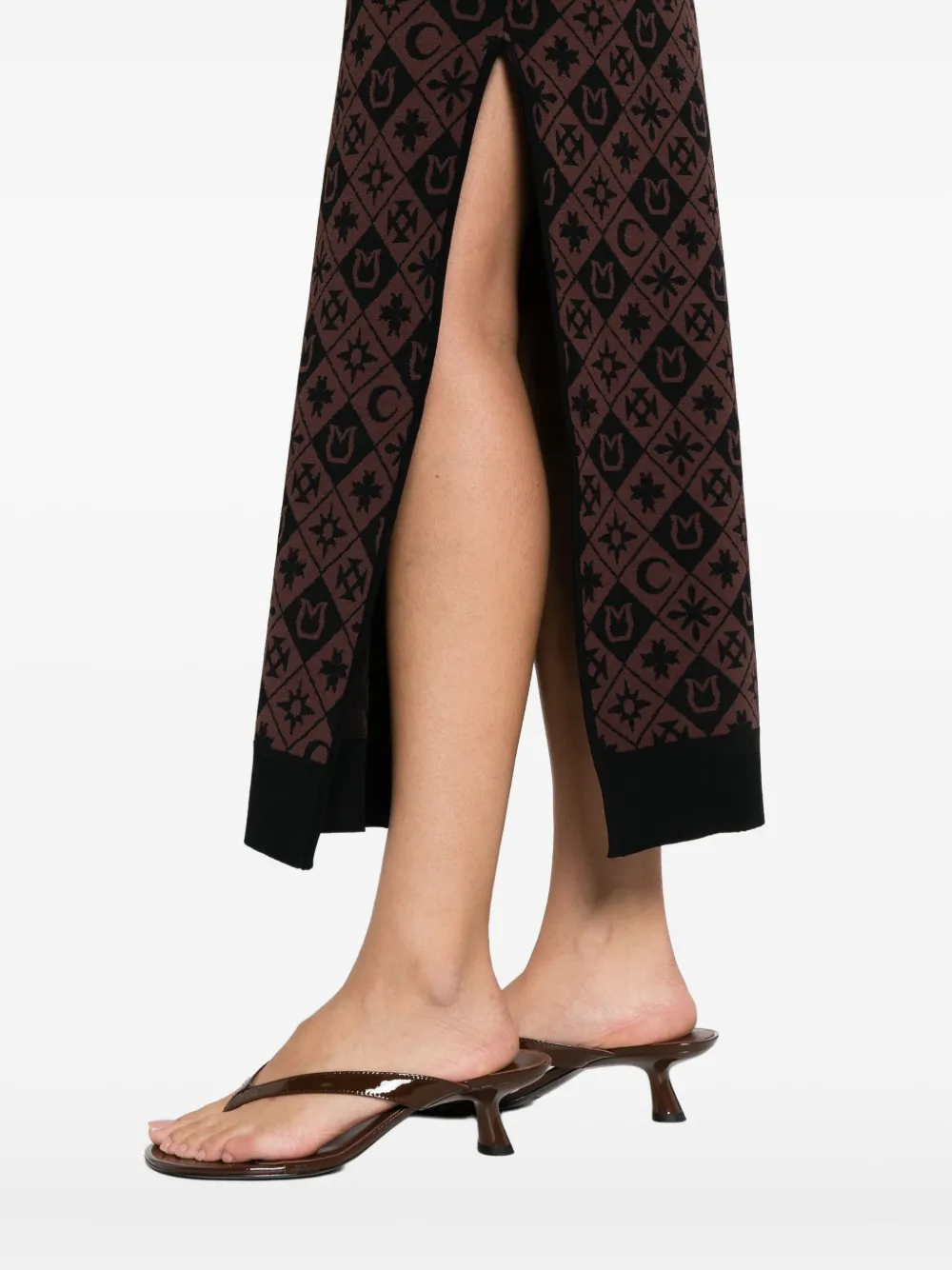 Nanushka Midi-jurk met patroon en uitgesneden details Bruin