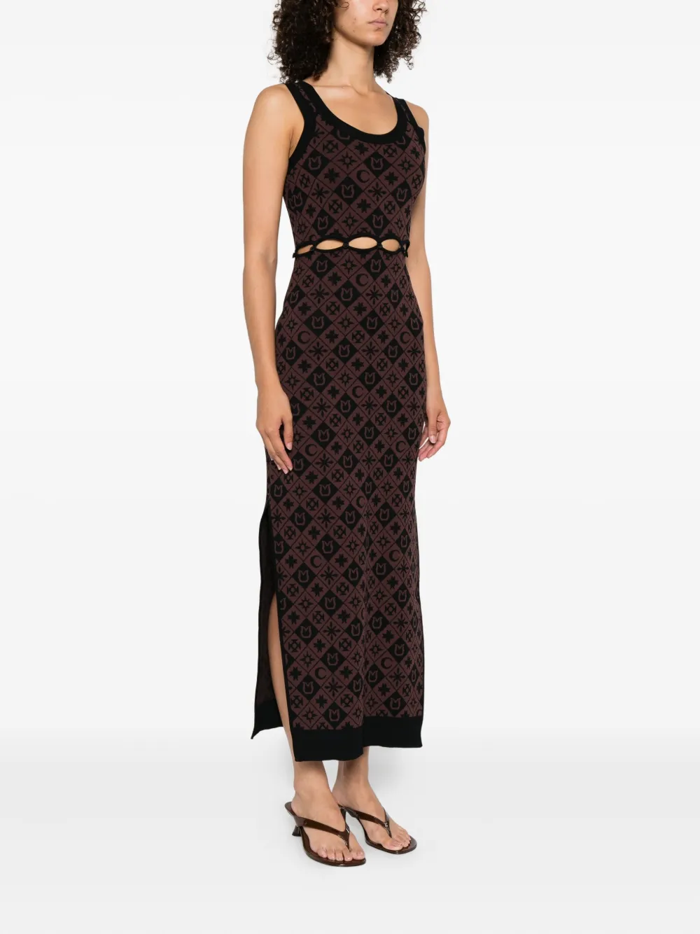 Nanushka Midi-jurk met patroon en uitgesneden details Bruin