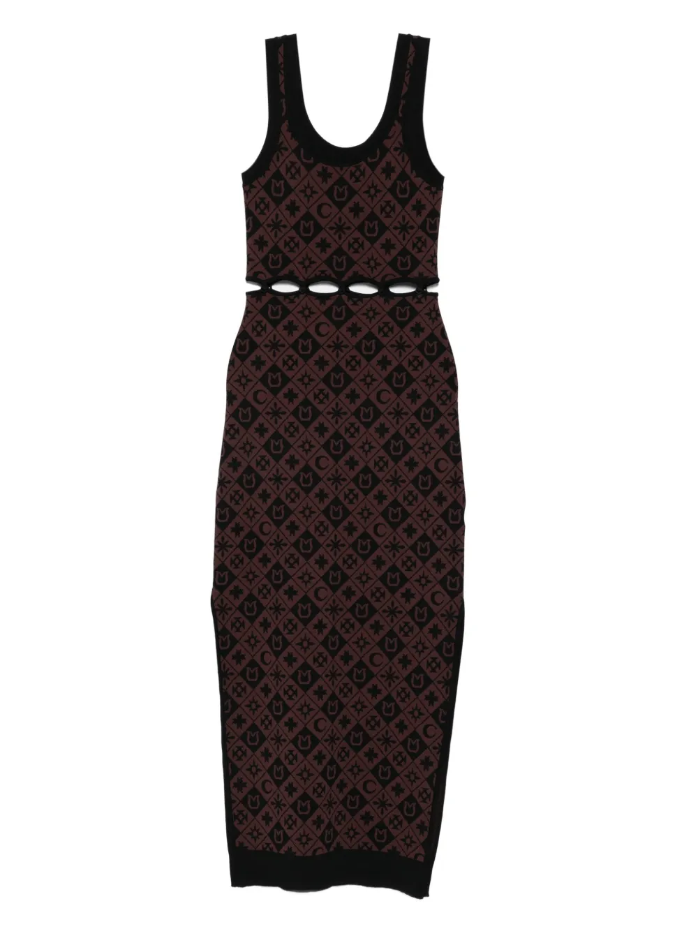 Nanushka Midi-jurk met patroon en uitgesneden details Bruin