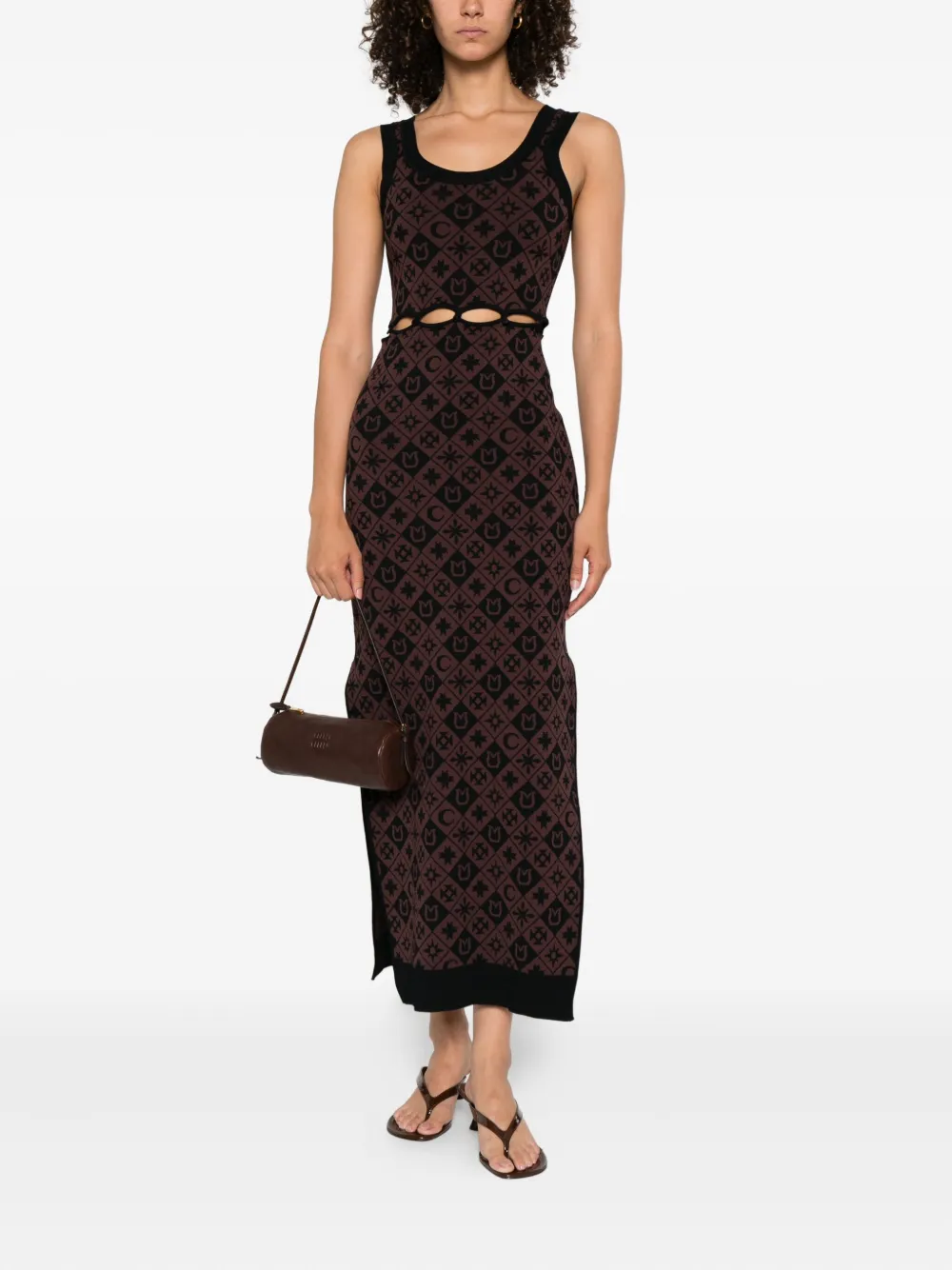 Nanushka Midi-jurk met patroon en uitgesneden details - Bruin