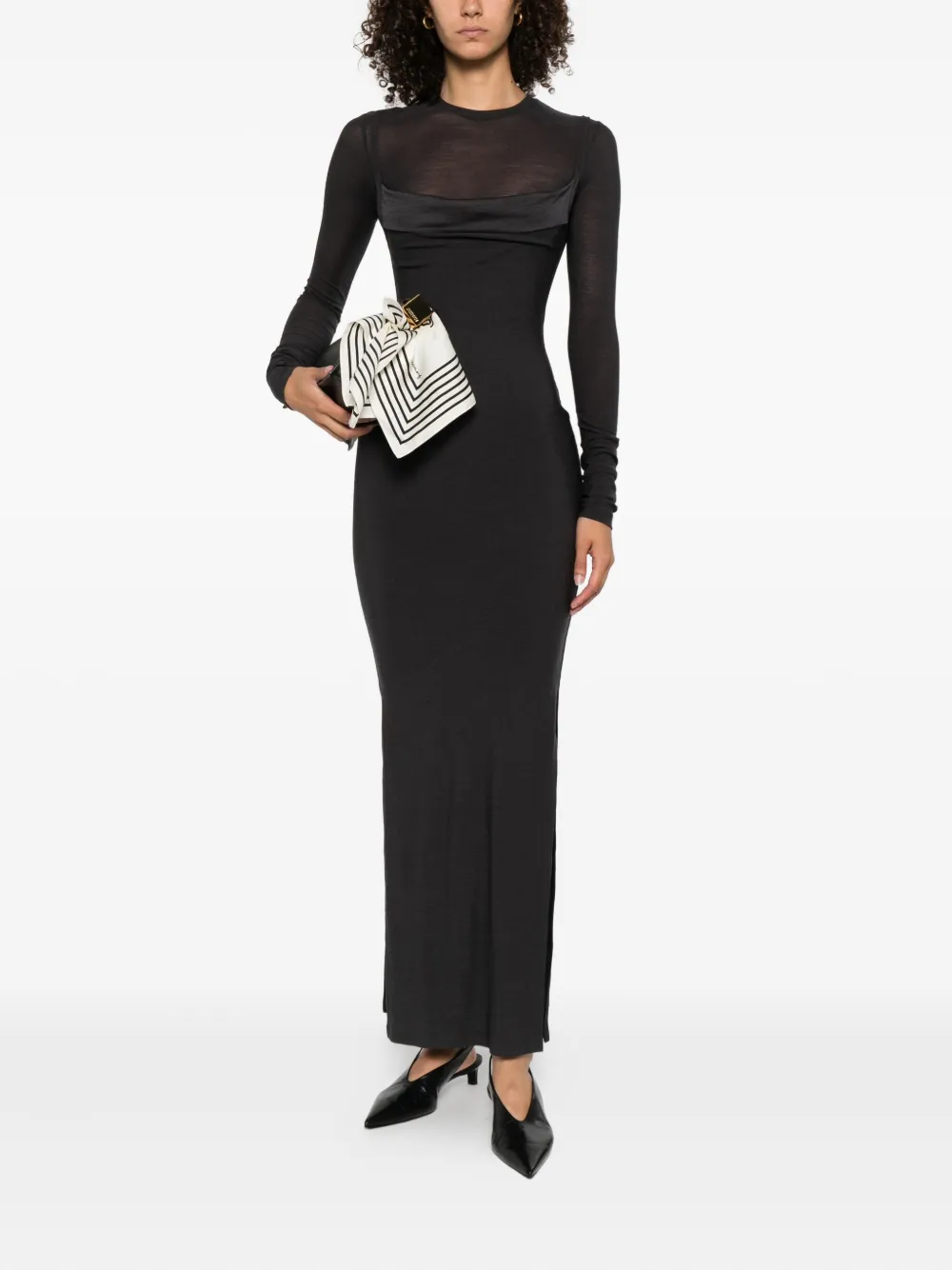 Nanushka Maxi-jurk met col en zijsplit Grijs