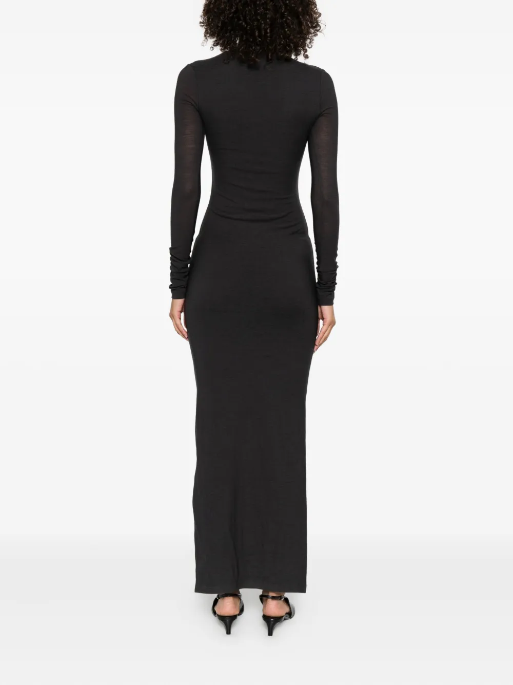 Nanushka Maxi-jurk met col en zijsplit Grijs