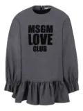 MSGM Kids logo-print ruffled dress - GRIGIO