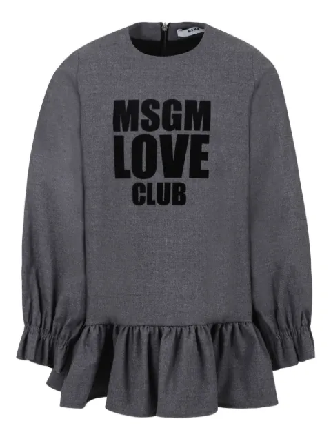 MSGM Kids logo-print ruffled dress