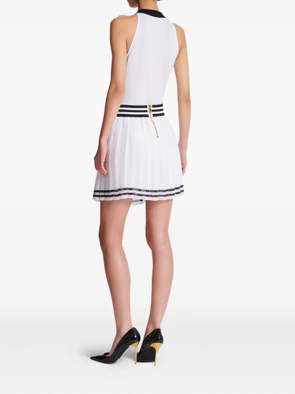Balmain Monogram Sleeveless Bodysuit In White